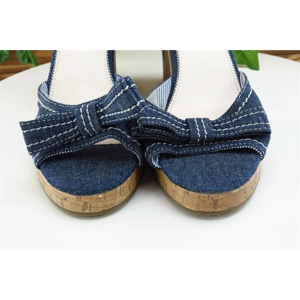 Tommy Hilfiger Sz 7 M Blue Ankle Strap Fabric‎ Women Sandals
